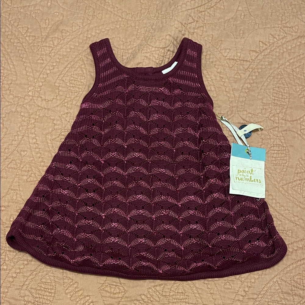 Matilda Jane Baby Girls’ Burgundy Knit Eyelet Dress Size 18M